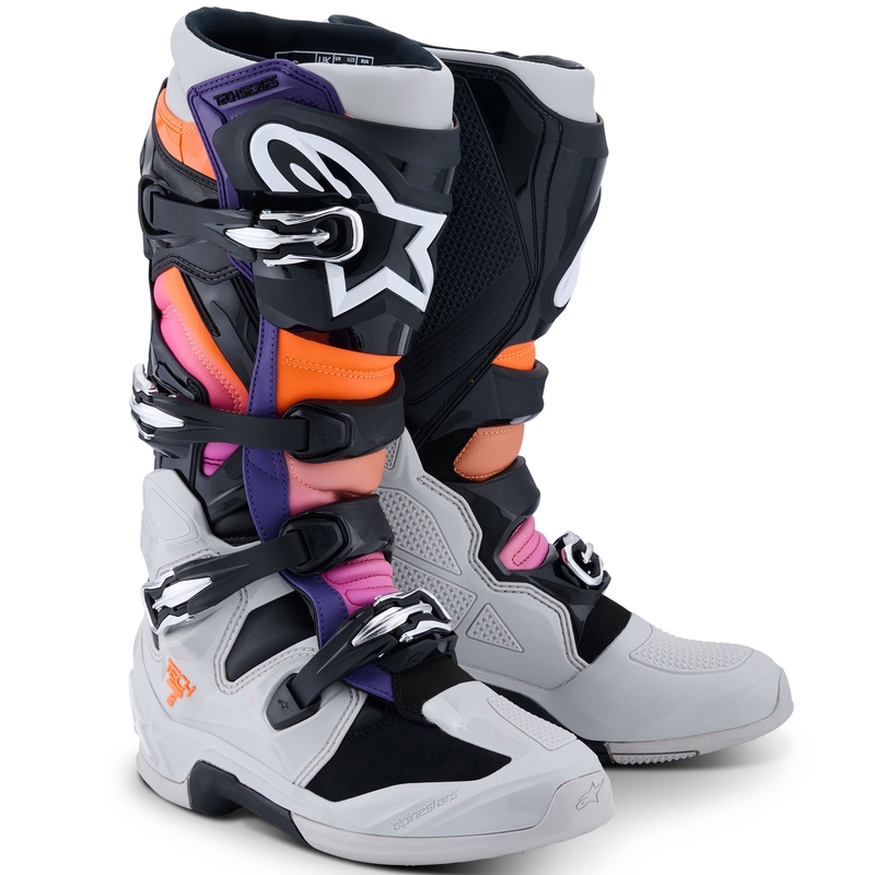 Buty motocyklowe Alpinestars Tech 7 czarno-jasnoszare-fluo-pomarańczowe-gradientowe