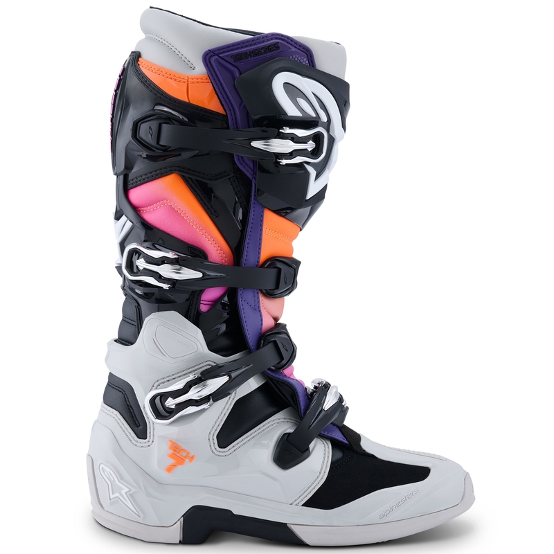 Buty motocyklowe Alpinestars Tech 7 czarno-jasnoszare-fluo-pomarańczowe-gradientowe