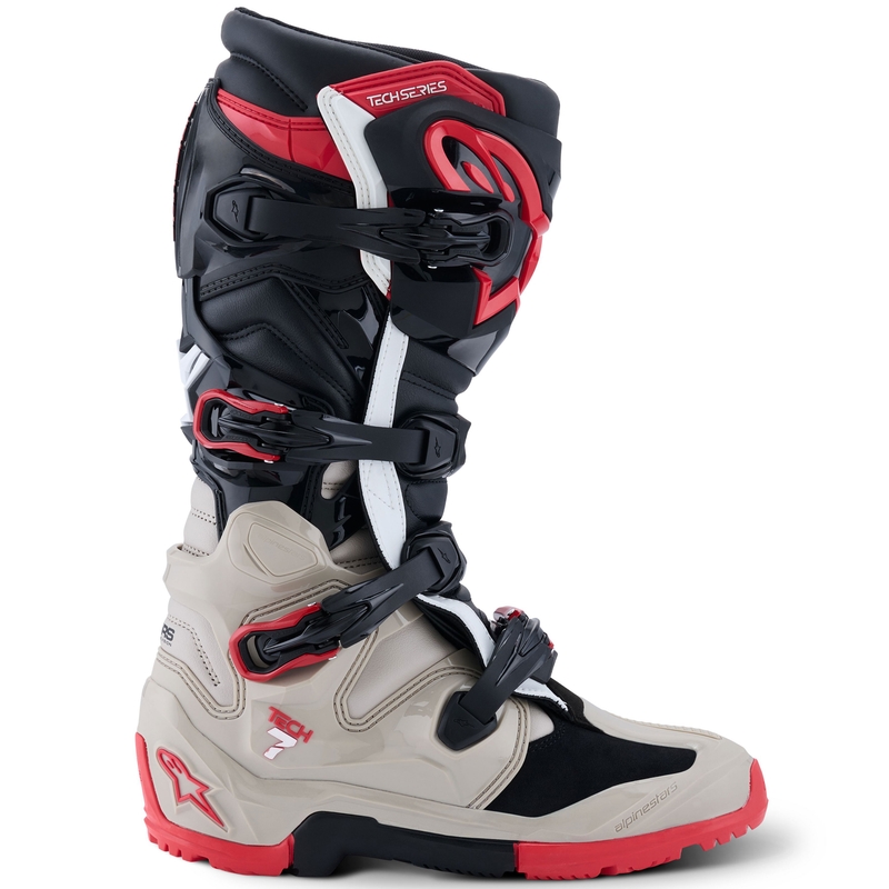 Buty motocyklowe Alpinestars Tech 7 Enduro w kolorze czarno-jasnoszarym-czerwonym