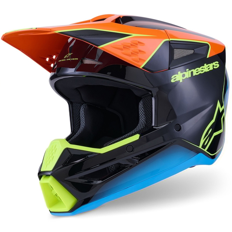 Kask motocrossowy Alpinestars S-M3 Fray czarno-fluo pomarańczowo-fluo żółto-turkusowy