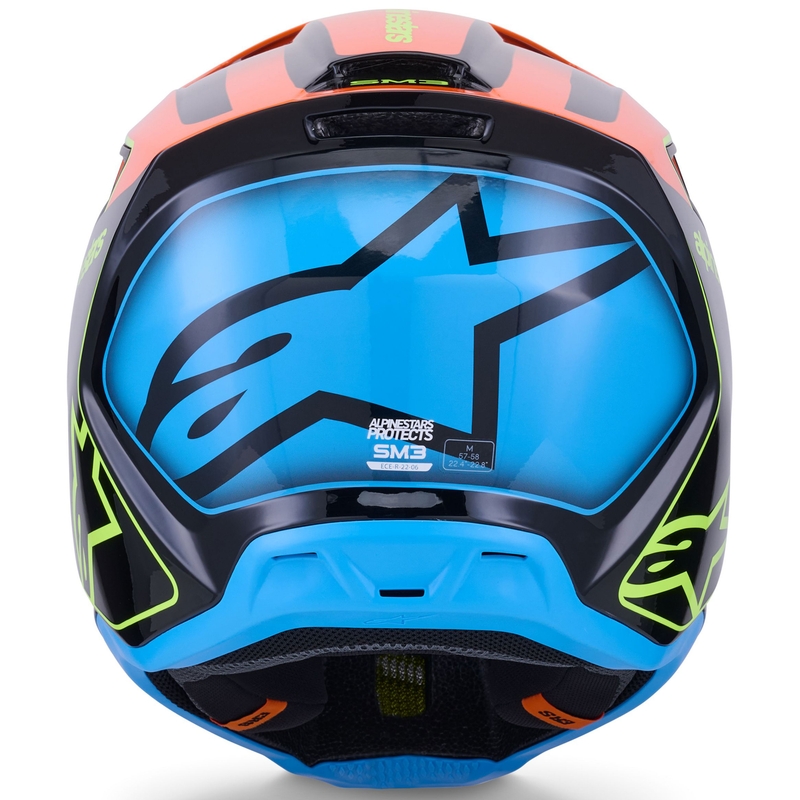 Kask motocrossowy Alpinestars S-M3 Fray czarno-fluo pomarańczowo-fluo żółto-turkusowy
