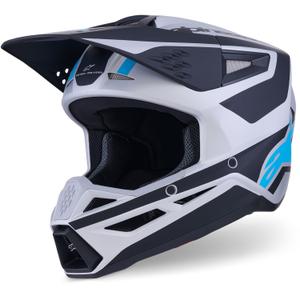 Kask motocrossowy Alpinestars S-M3 Heat srebrno-niebiesko-czarny mat
