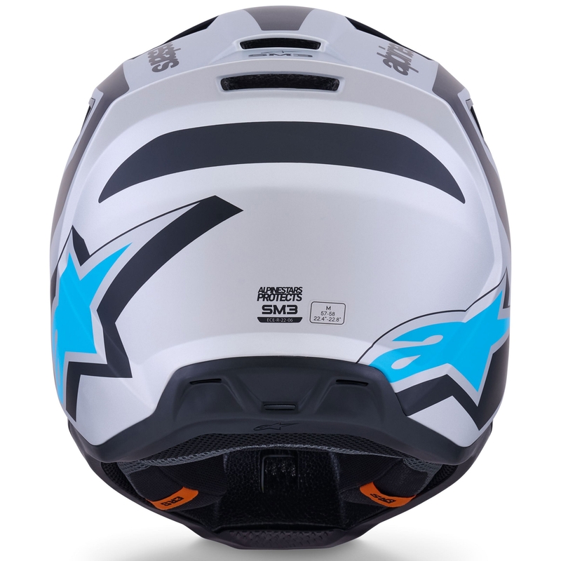 Kask motocrossowy Alpinestars S-M3 Heat srebrno-niebiesko-czarny mat