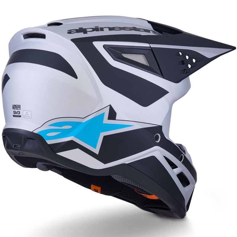 Kask motocrossowy Alpinestars S-M3 Heat srebrno-niebiesko-czarny mat
