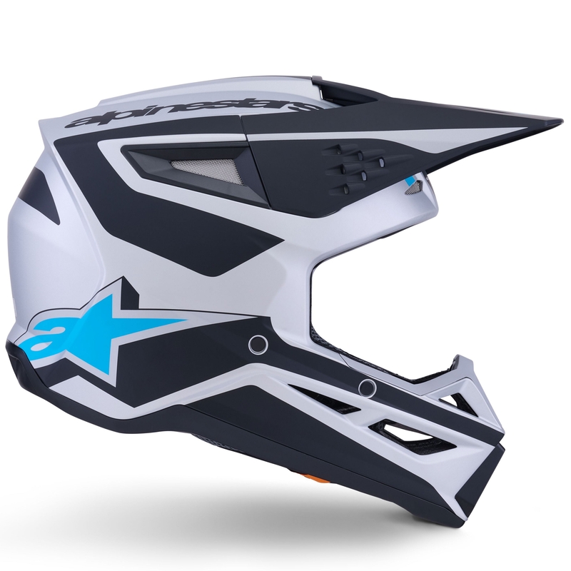 Kask motocrossowy Alpinestars S-M3 Heat srebrno-niebiesko-czarny mat