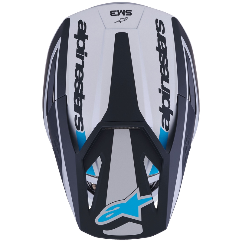 Kask motocrossowy Alpinestars S-M3 Heat srebrno-niebiesko-czarny mat