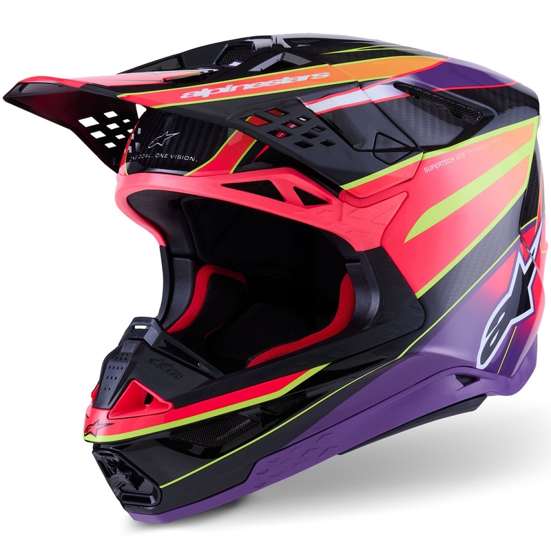 Kask motocrossowy Alpinestars Supertech S-M10 Era w kolorze różowo-fioletowo-fluo-żółtym
