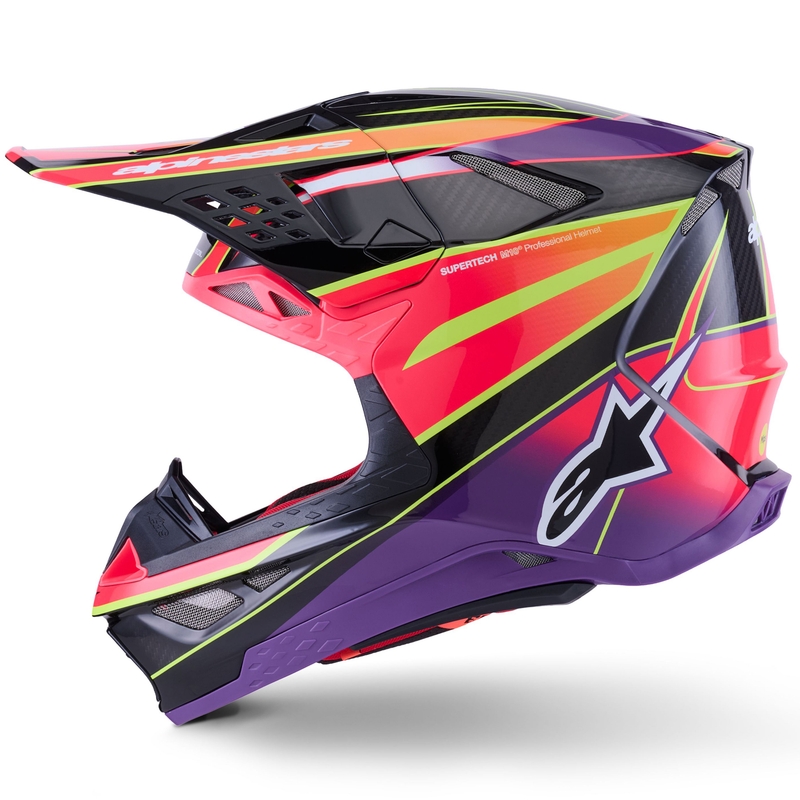 Kask motocrossowy Alpinestars Supertech S-M10 Era w kolorze różowo-fioletowo-fluo-żółtym