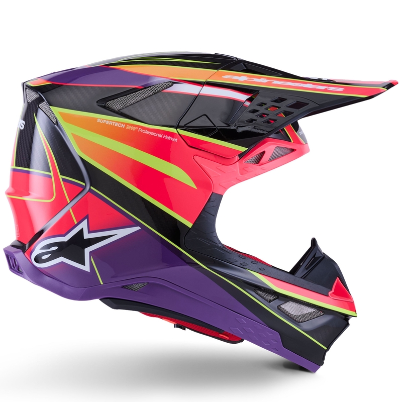Kask motocrossowy Alpinestars Supertech S-M10 Era w kolorze różowo-fioletowo-fluo-żółtym
