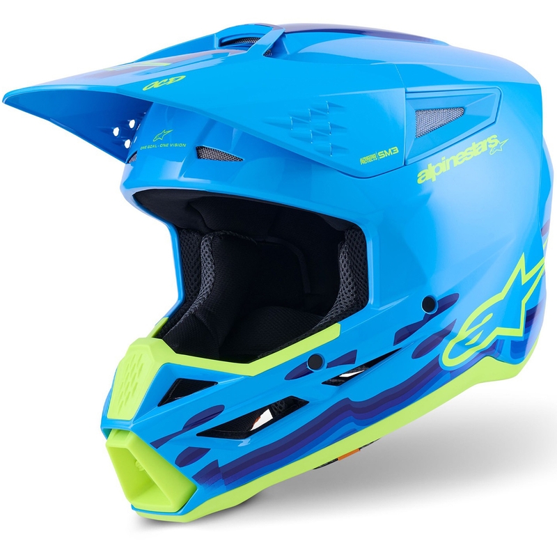 Kask motocrossowy Alpinestars S-M3 Force niebiesko-fluo-żółty