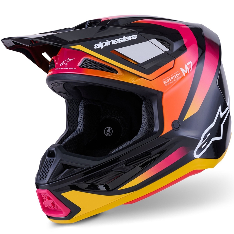 Kask motocrossowy Alpinestars SM7 Rise czarno-żółto-fluo róż