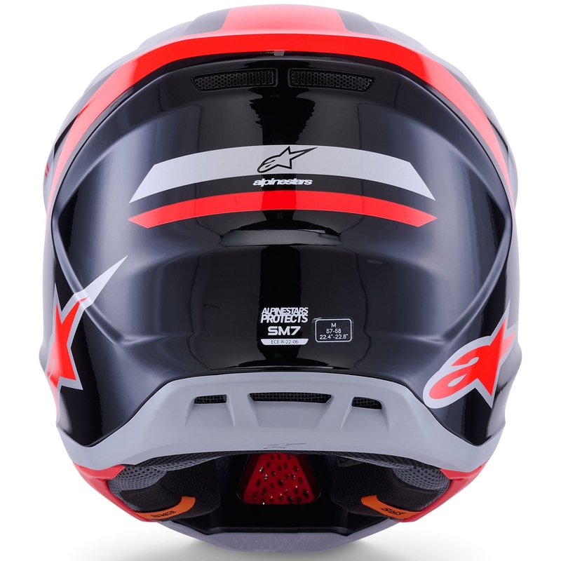 Kask motocrossowy Alpinestars SM7 Rise czarno-srebrno-fluo-czerwony