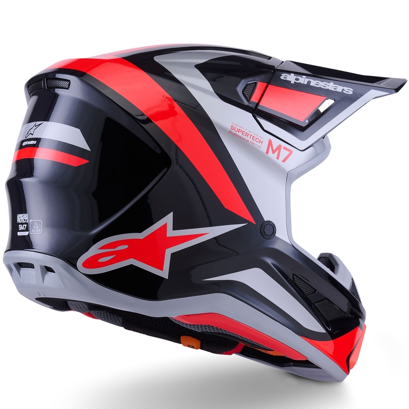 Kask motocrossowy Alpinestars SM7 Rise czarno-srebrno-fluo-czerwony