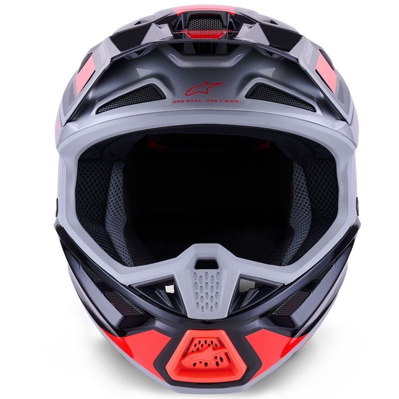 Kask motocrossowy Alpinestars SM7 Rise czarno-srebrno-fluo-czerwony