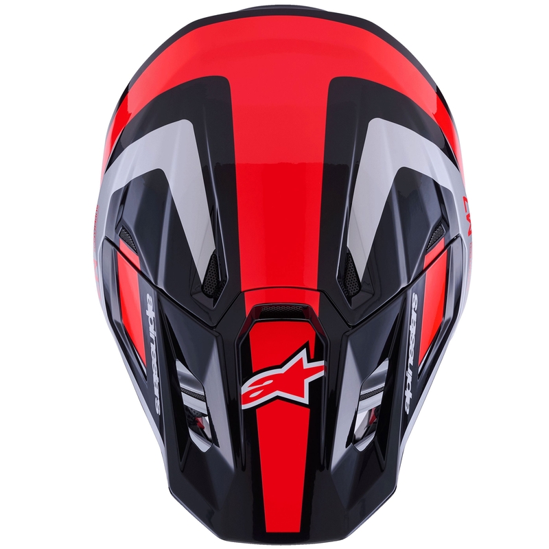 Kask motocrossowy Alpinestars SM7 Rise czarno-srebrno-fluo-czerwony