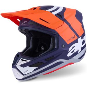 Kask motocrossowy Alpinestars SM7 Core matowy pomarańczowo-niebiesko-biały