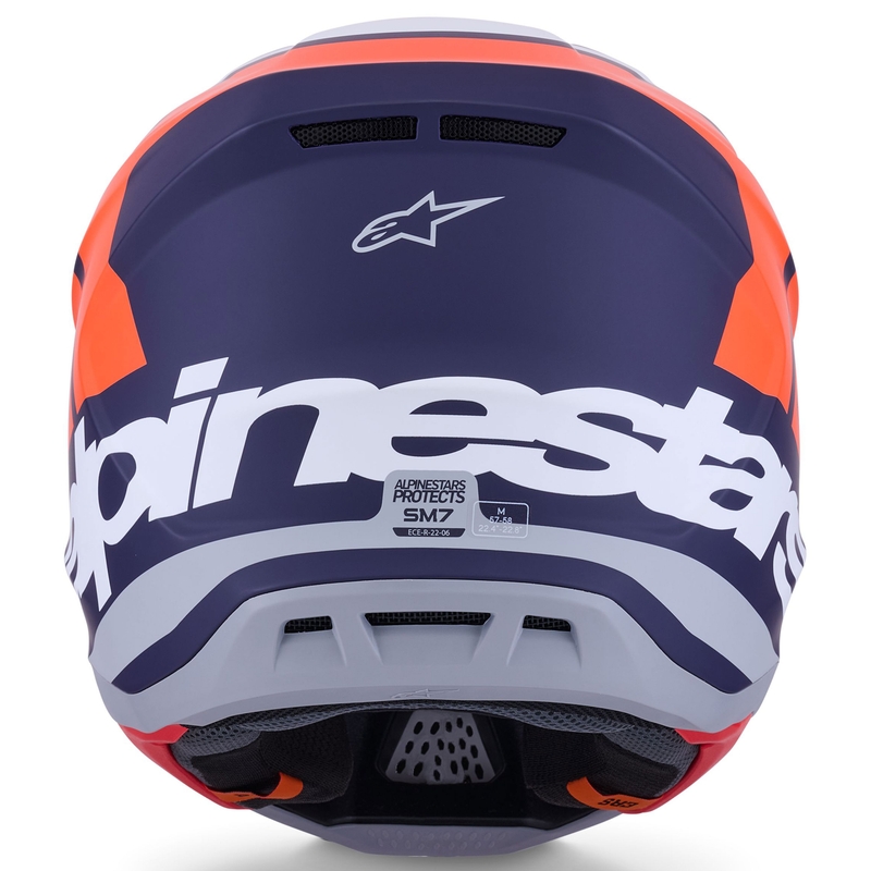 Kask motocrossowy Alpinestars SM7 Core matowy pomarańczowo-niebiesko-biały