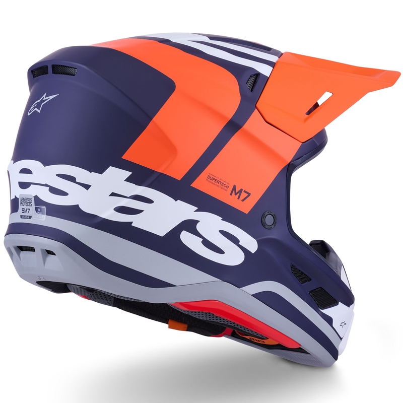 Kask motocrossowy Alpinestars SM7 Core matowy pomarańczowo-niebiesko-biały