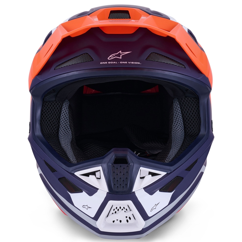 Kask motocrossowy Alpinestars SM7 Core matowy pomarańczowo-niebiesko-biały