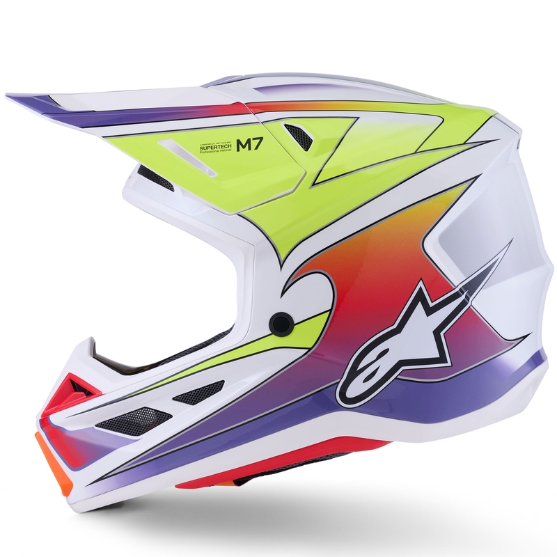 Kask motocrossowy Alpinestars SM7 Fuse biało-fluo-żółto-fioletowy