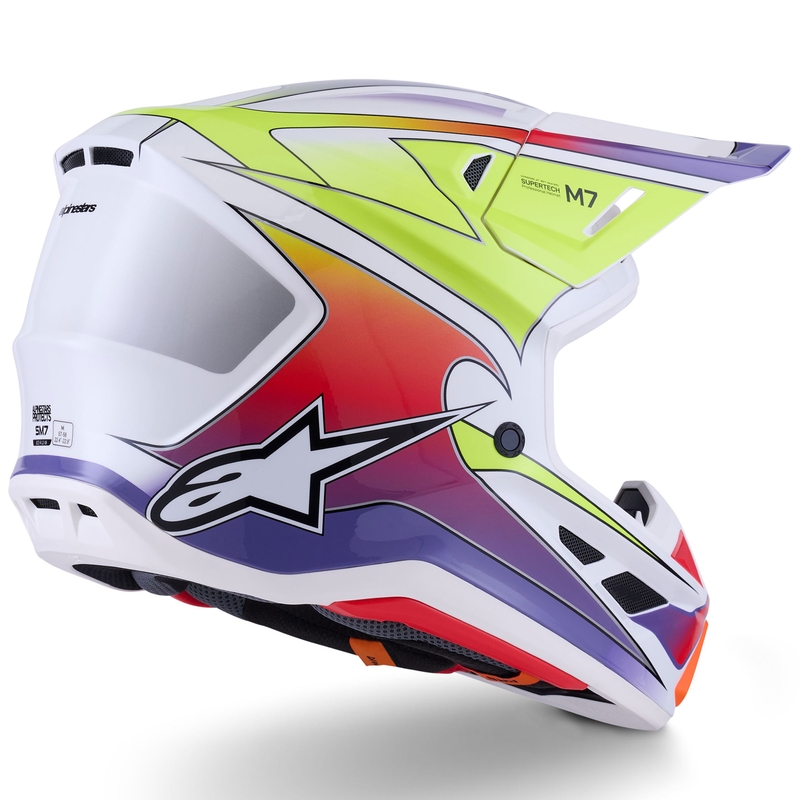 Kask motocrossowy Alpinestars SM7 Fuse biało-fluo-żółto-fioletowy