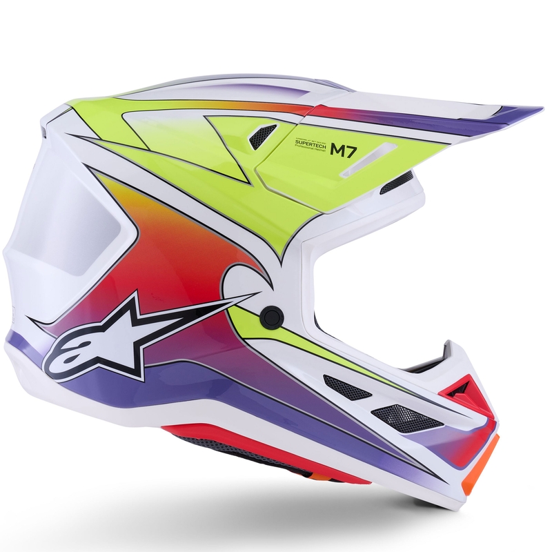Kask motocrossowy Alpinestars SM7 Fuse biało-fluo-żółto-fioletowy