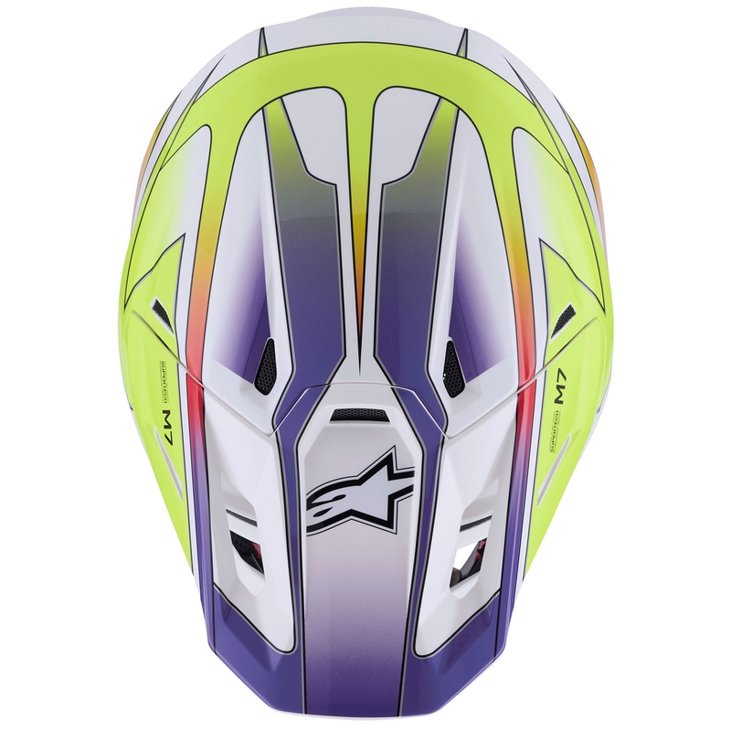 Kask motocrossowy Alpinestars SM7 Fuse biało-fluo-żółto-fioletowy
