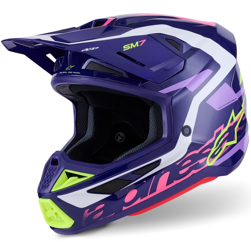 Kask motocrossowy Alpinestars SM7 Deed fioletowo-różowo-biało-fluo-żółty