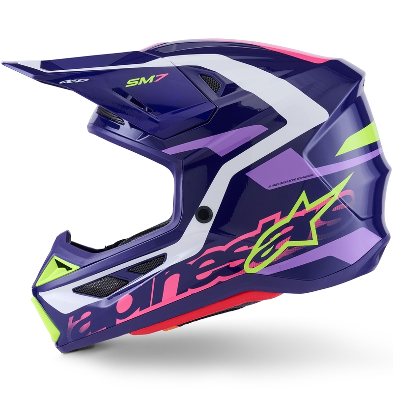 Kask motocrossowy Alpinestars SM7 Deed fioletowo-różowo-biało-fluo-żółty