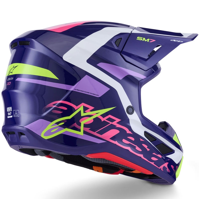 Kask motocrossowy Alpinestars SM7 Deed fioletowo-różowo-biało-fluo-żółty