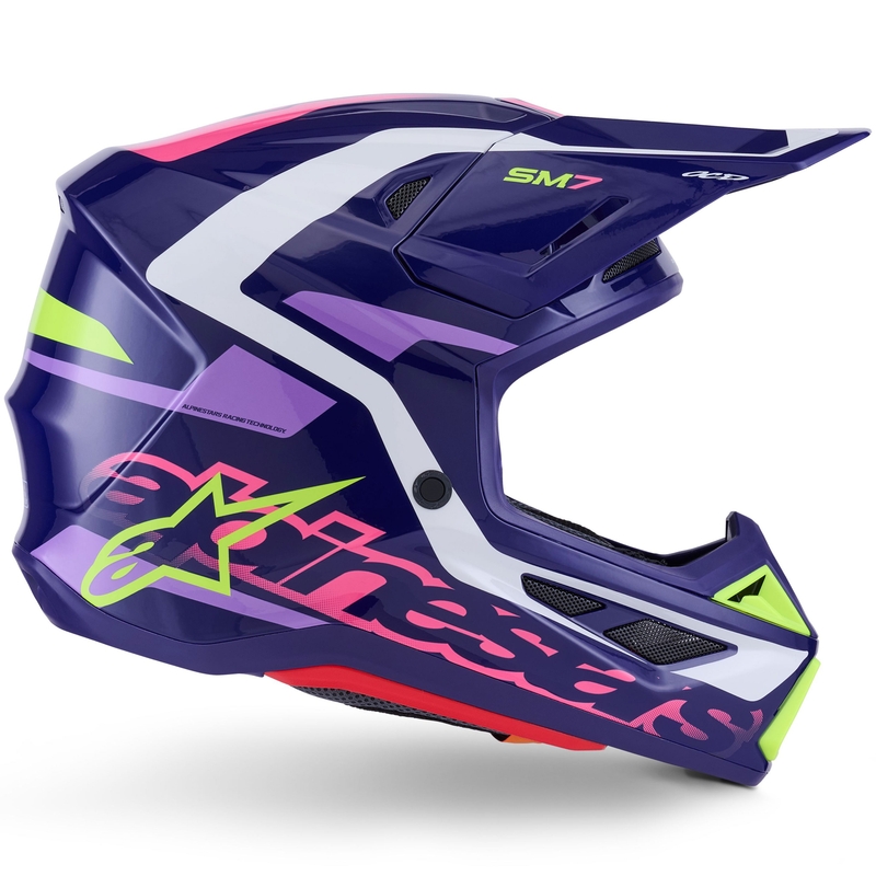 Kask motocrossowy Alpinestars SM7 Deed fioletowo-różowo-biało-fluo-żółty