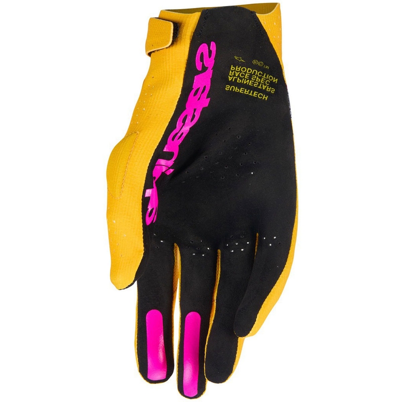 Rękawice motocrossowe Alpinestars Supertech MX złoto-czarno-fluo róż