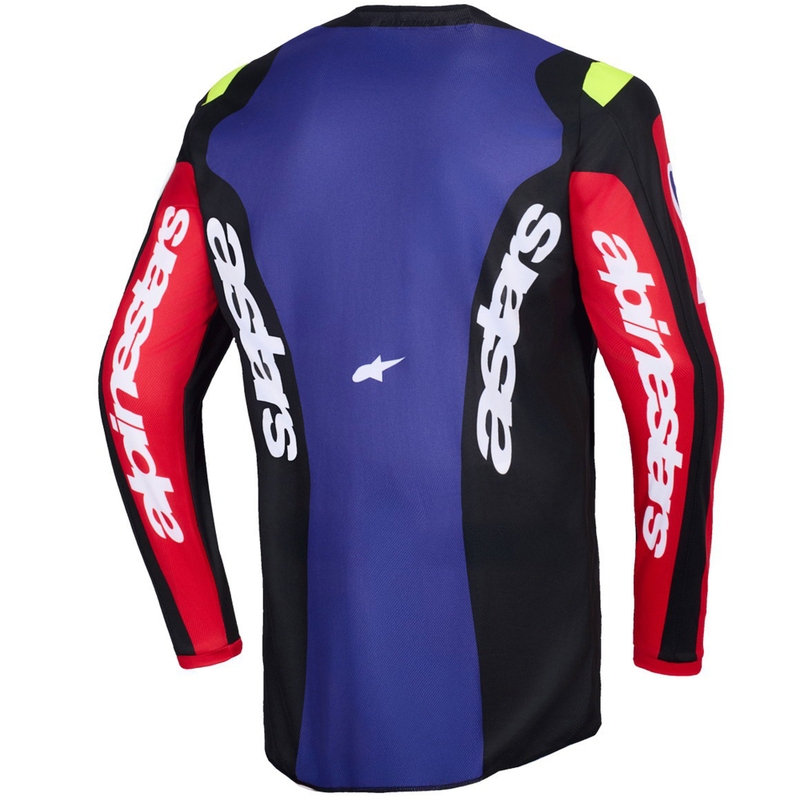 Koszulka motocrossowa Alpinestars Fluid Grid w kolorze czerwono-czarno-fioletowo-żółtym