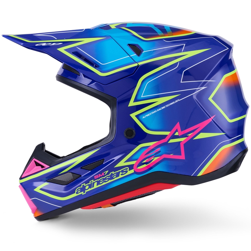 Kask motocrossowy Alpinestars SM7 Cast niebiesko-różowo-fluo-żółty