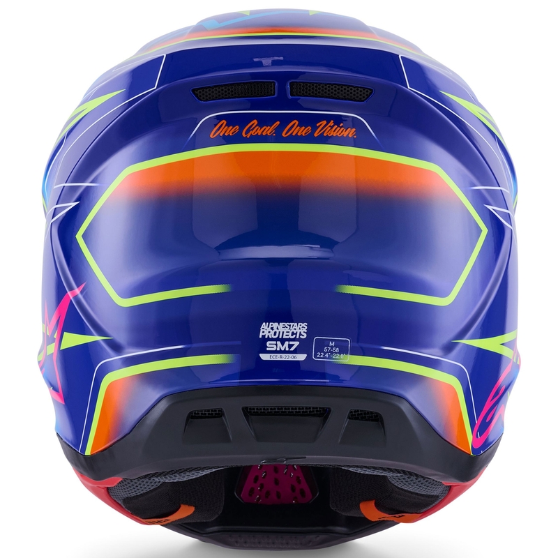 Kask motocrossowy Alpinestars SM7 Cast niebiesko-różowo-fluo-żółty