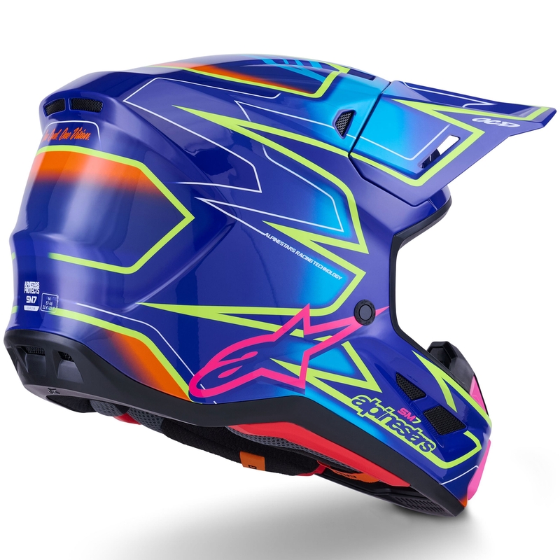 Kask motocrossowy Alpinestars SM7 Cast niebiesko-różowo-fluo-żółty