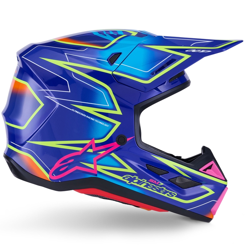 Kask motocrossowy Alpinestars SM7 Cast niebiesko-różowo-fluo-żółty