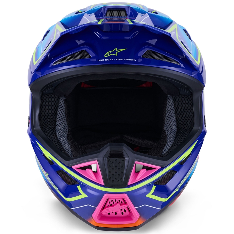 Kask motocrossowy Alpinestars SM7 Cast niebiesko-różowo-fluo-żółty