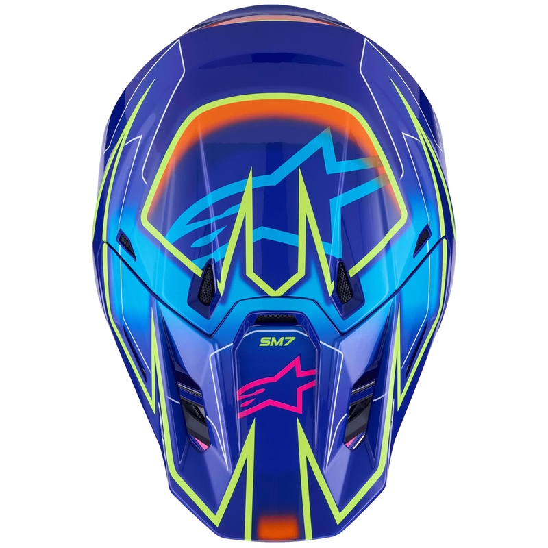 Kask motocrossowy Alpinestars SM7 Cast niebiesko-różowo-fluo-żółty