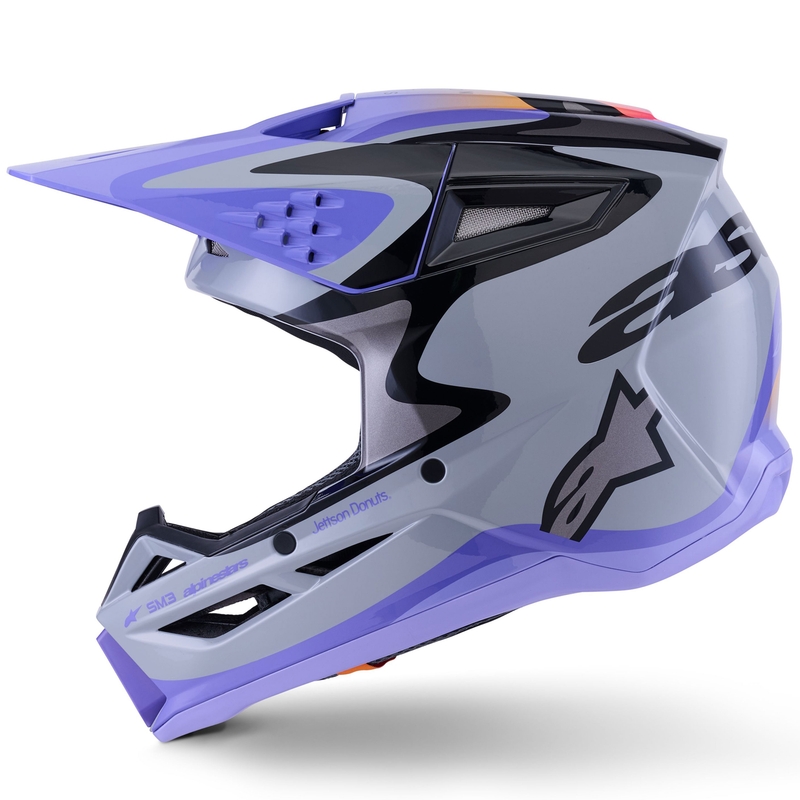 Kask motocrossowy Alpinestars S-M3 JETT LAWRENCE edition szaro-fioletowo-czarny