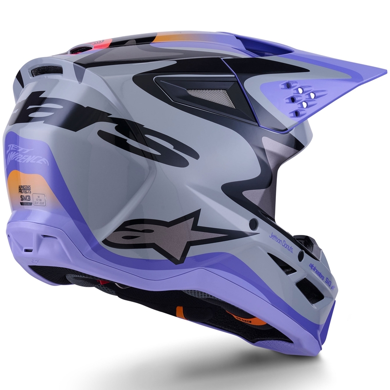 Kask motocrossowy Alpinestars S-M3 JETT LAWRENCE edition szaro-fioletowo-czarny