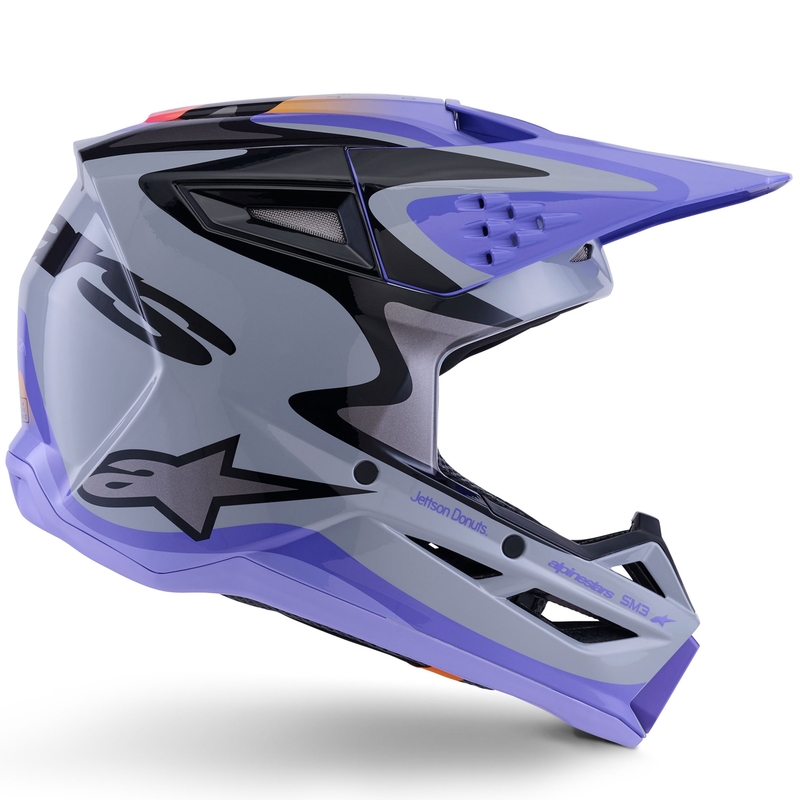 Kask motocrossowy Alpinestars S-M3 JETT LAWRENCE edition szaro-fioletowo-czarny