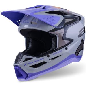 Kask motocrossowy Alpinestars S-M3 JETT LAWRENCE edition szaro-fioletowo-czarny