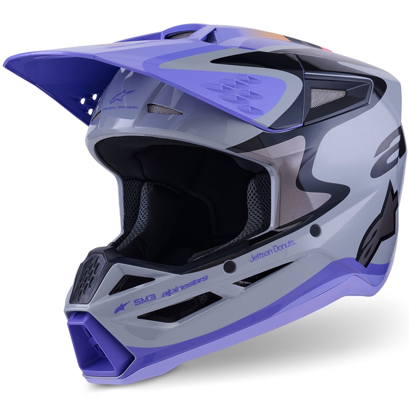 Kask motocrossowy Alpinestars S-M3 JETT LAWRENCE edition szaro-fioletowo-czarny