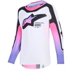 Koszulka motocrossowa dla dzieci Alpinestars Supertech Vista Youth w kolorze biało-fioletowo-czarnym
