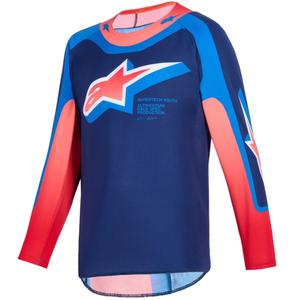 Koszulka motocrossowa dla dzieci Alpinestars Supertech Vista Youth w kolorze granatowo-koralowo-kobaltowym