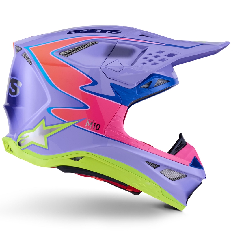Kask motocrossowy Alpinestars S-M10 JETT LAWRENCE R01 w kolorze fioletowo-fluo różowo-fluo żółtym