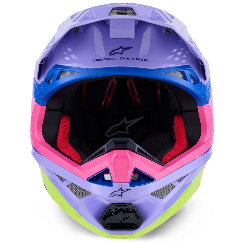 Kask motocrossowy Alpinestars S-M10 JETT LAWRENCE R01 w kolorze fioletowo-fluo różowo-fluo żółtym