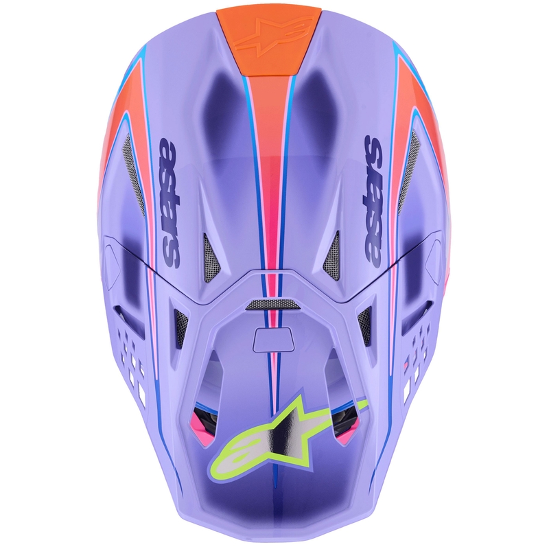 Kask motocrossowy Alpinestars S-M10 JETT LAWRENCE R01 w kolorze fioletowo-fluo różowo-fluo żółtym