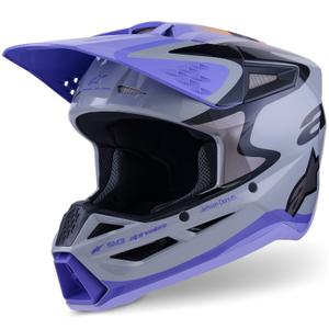 Kask motocrossowy dla dzieci Alpinestars S-M3 JETT LAWRENCE edition szaro-fioletowo-czarny